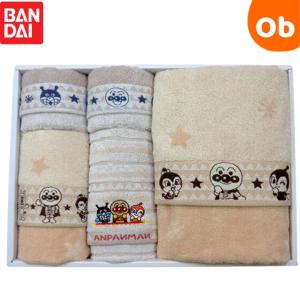 アンパンマン　タオルギフトセット アースカラー　【送料無料　沖縄・一部地域を除く】フェイスタオル2枚・バスタオル1枚・ハンドタオル2枚