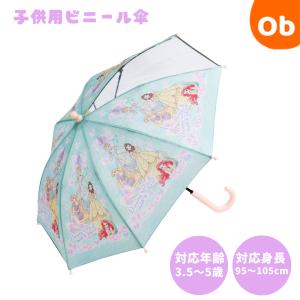 子供傘４０cm ディズニー　プリンセス３　透明窓付き　名前タグ付き