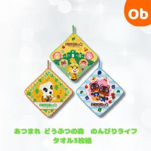 ループタオル3枚組　あつまれ どうぶつの森　のんびりライフ　【ネコポス送料無料】抗菌防臭加工済み　ループ付きタオル　お名前ネームタグ付き
