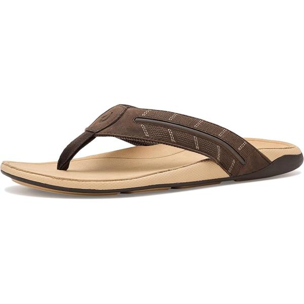 オルカイ OluKai Tuahine Palm メンズ サンダル Dark Java/Golden...