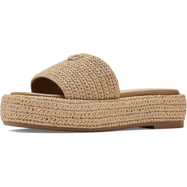 コーチ COACH Sculpted C Raffia Flatform スライドs レディース サ...