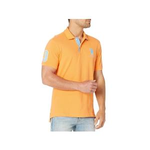 ユーエスポロ アッスン U.S. POLO ASSN. Slim Fit Big Horse Polo with Stripe Collar メンズ｜orange-orange