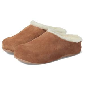 フィットフロップ FitFlop Shuv Shearling-Lined Suede Clogs レディース スリッパ Light Tan｜orange-orange