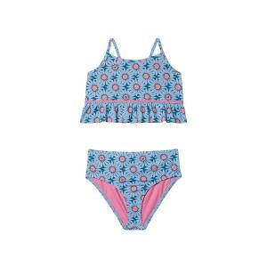 Roxy Kids   Bold Florals Crop Top Swimsuit Set (Toddler/Little Kids/Big Kid｜orange-orange
