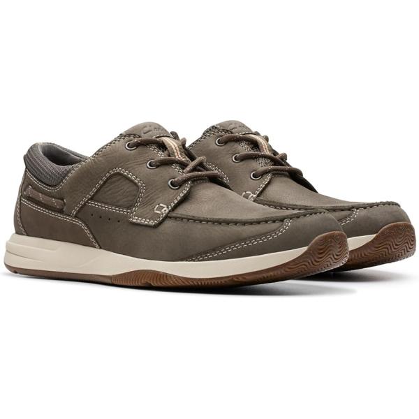 クラークス Sailview Lace メンズ スニーカー Taupe Nubuck(トープ)