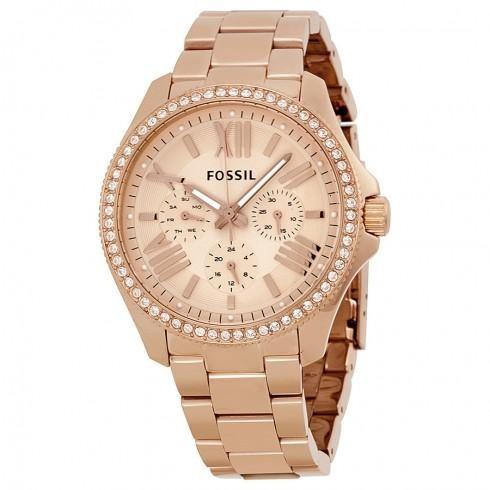 Cecile Multifunction Rose Dial Rose Gold-tone Stai...