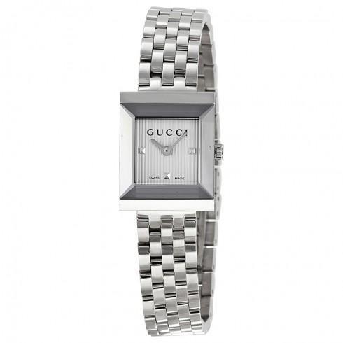G-Frame Silver Guilloche Dial Stainless Steel Ladi...