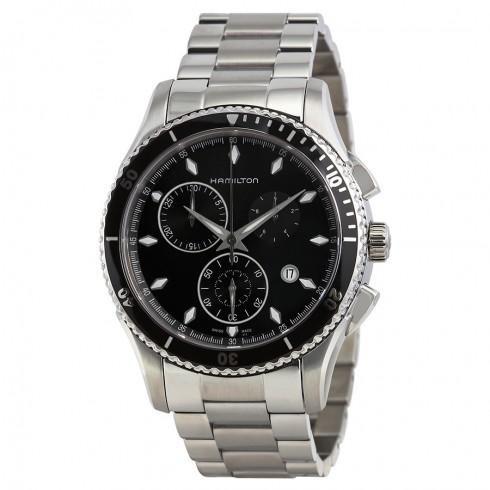 Jazzmaster Seaview Black Dial Chronograph Men's Wa...