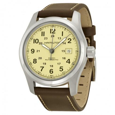 Khaki Field Beige Dial Brown Leather Automatic Men...