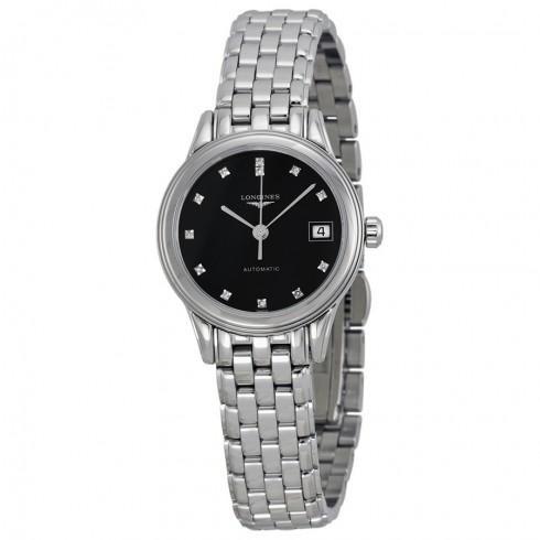 Flagship Black Dial Diamond Ladies Watch