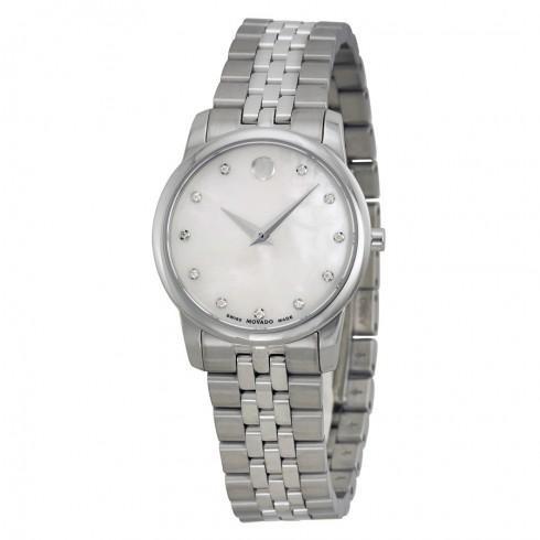 Museum Mother of Pearl Diamond Dial Stainless Stee...