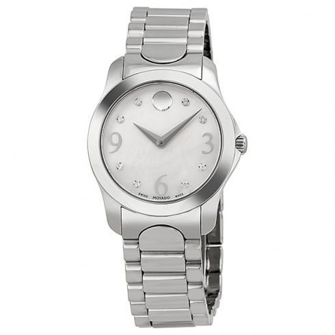 Diamond Mother of Pearl Dial Stainless Steel Ladie...
