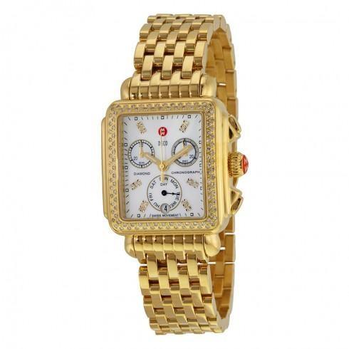 Deco Day Gold-tone Diamond Dial Watch