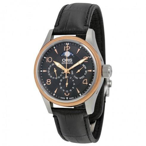 Big Crown Complication Black Dial Black Leather Me...