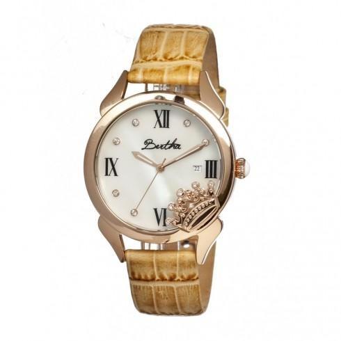 Queen Mother of Pearl Dial Cream Leather Ladies Wa...