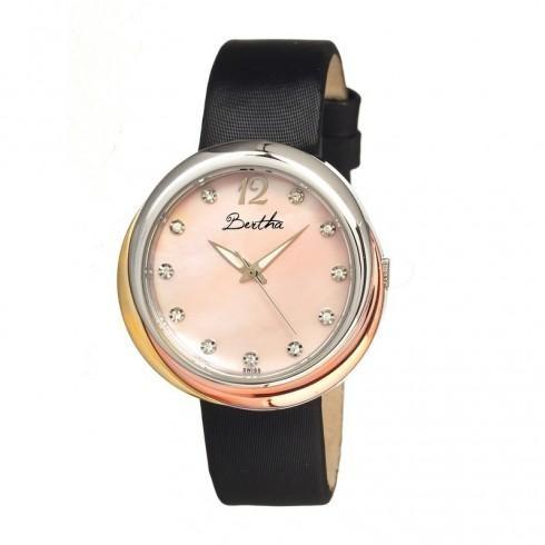 Jean Light Pink Dial Black Leather Ladies Watch
