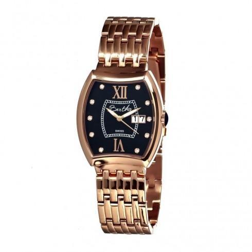 Charlotte Black Dial Rose Gold-tone Ladies Watch