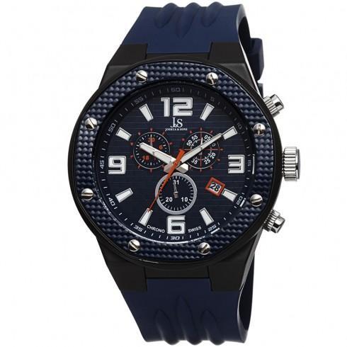 Joshua &amp; Sons Chronograph Blue Dial Blue Silicone ...