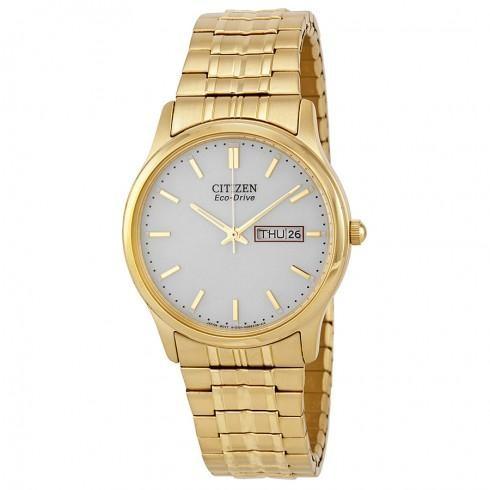 Men's Bracelet Eco Drive Flexible Band Gold-tone W...