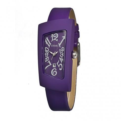 Angles Purple Dial Purple Leather Ladies Watch