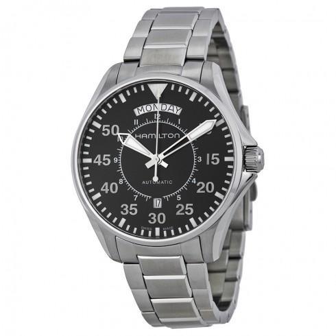 Pilot Day Date Automatic Black Dial Stainless Stee...