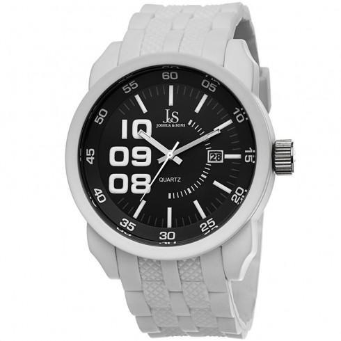 Joshua &amp; Sons Black Dial White Silicone Men's Watc...