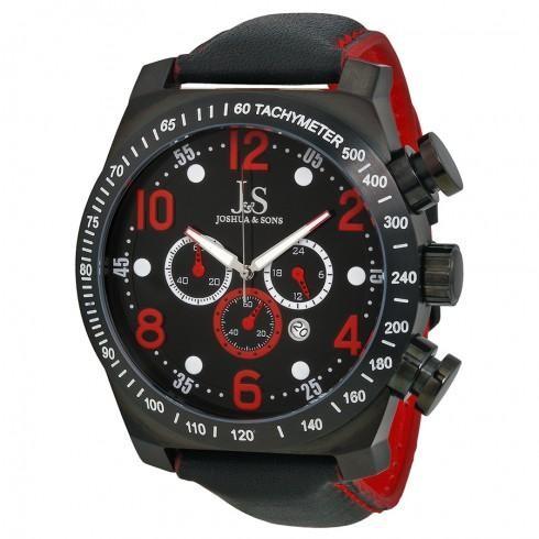 Chronograph Black Dotted Pattern Dial Black Leathe...