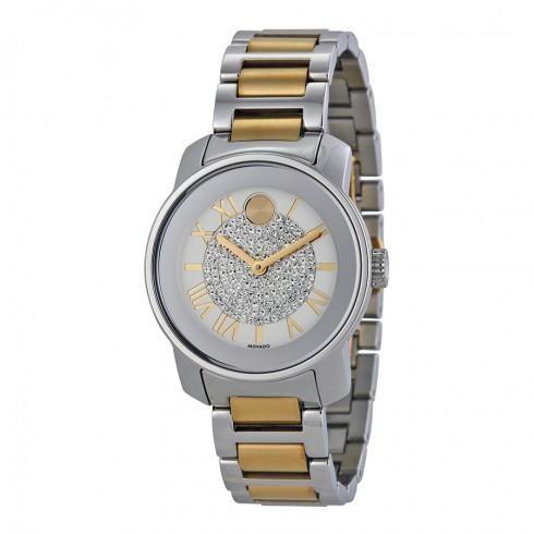 Bold Silver Dial Two-tone Ladies Watch