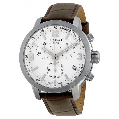 PRC 200 Chronograph White Dial Brown Leather Men's...