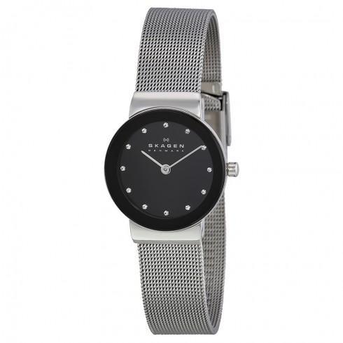 Black Dial Stainless Steel Mesh Ladies Watch