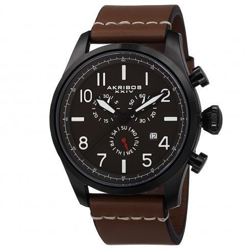 Chronograph Brown Dial Black Ion-plated Men's Watc...