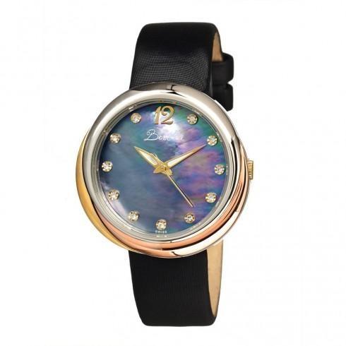 Jean Black Dial Black Leather Ladies Watch