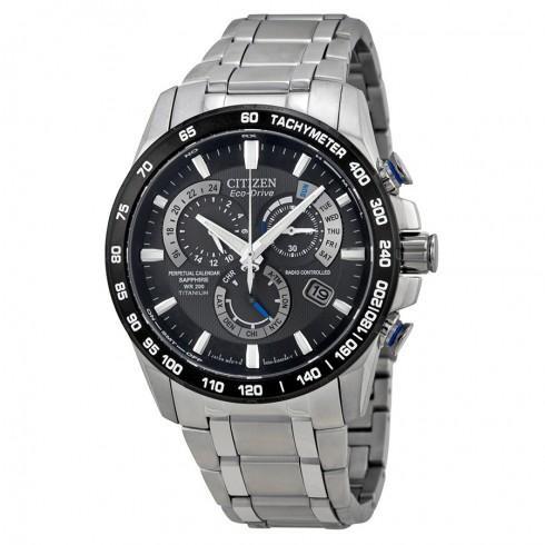 Perpetual Chrono A-T Eco-Drive Black Dial Titanium...