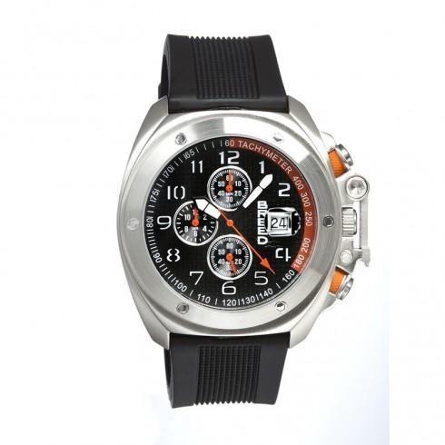 Sander Chronograph Black Dial Black Polyurethane M...