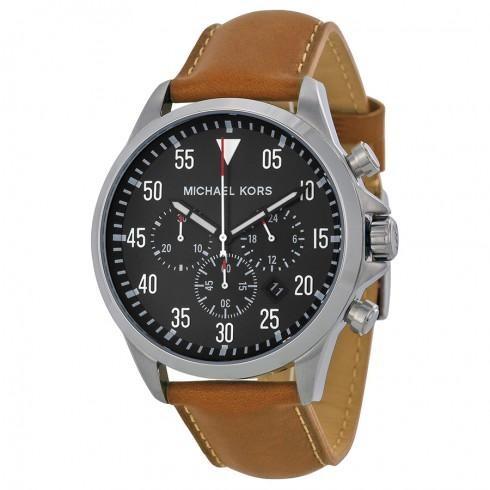Gage Chronograph Black Dial Tan Leather Men's Watc...