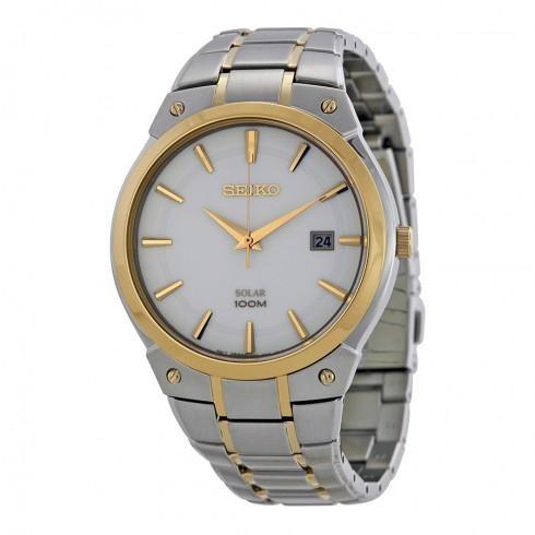Solar White Dial Stainless Steel Men's Watch