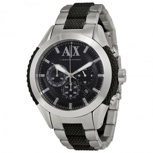 Chronograph Black Dial Stainless Steel and Silicon...