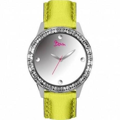 Chic Silver Dial Yellow Leather Ladies Watch