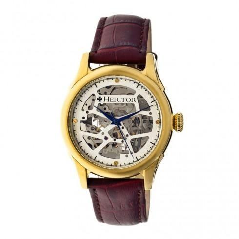 Nicollier Automatic Silver Skeleton Dial Brown Lea...