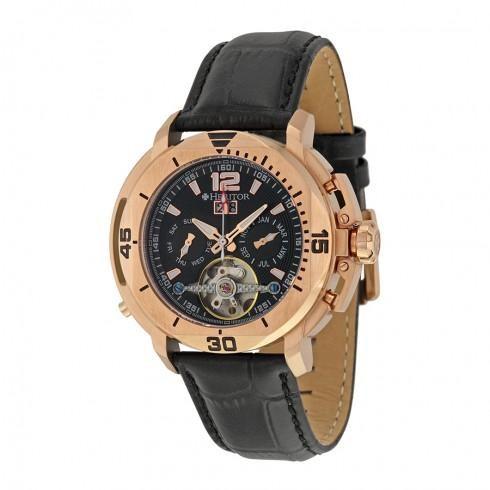Lennon Black Brushed Sunray Dial Black Leather Men...