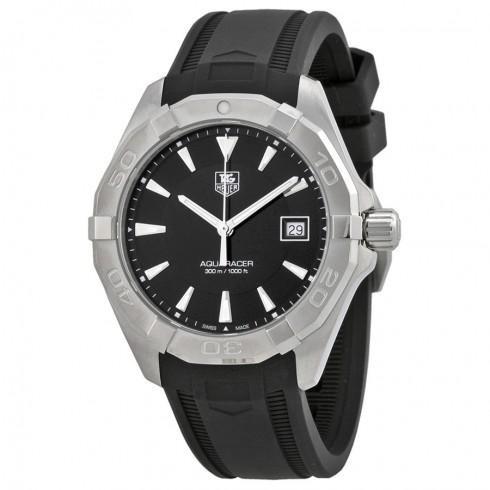 Aquaracer Black Dial Black Rubber Men's Watch