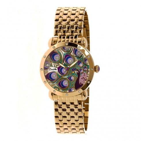 Genevieve Gold-tone Steel Case Peacock Mother of P...