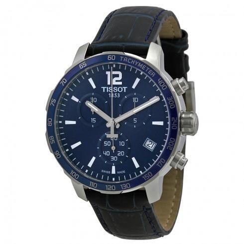 Quickster Chronograph Blue Dial Blue Leather Men's...