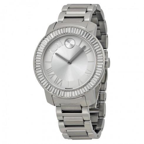 Bold Silver Dial Stainless Steel Ladies Watch