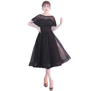 hanamaya イブニングドレス ミモレ丈 ドレス 袖あり 二次会 結婚式 パーティードレス ウエディングドレス 結婚式 二次会 パーティー イベン