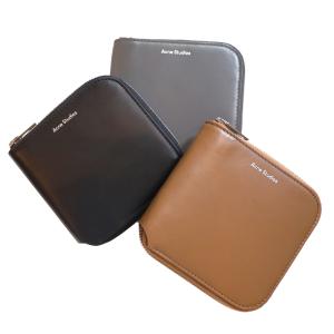 Acne Studios アクネストゥディオズ レザー二つ折り財布 ジッパーウォレット Zipper Wallet ブラック ブラウン グレー 本革 FN-UX-SLGS000115｜orangecake