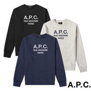 A.P.C.(アーペーセー) ロゴ刺繍スウェットトレーナー メンズ ブラック ネイビー ベージュ｜orangecake