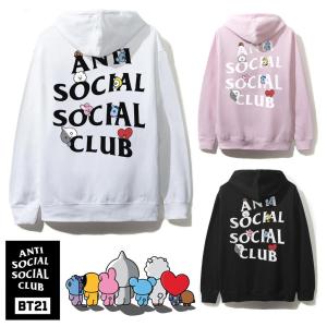 アンチソーシャルソーシャルクラブ(ANTI SOCIAL SOCIAL CLUB)×BT21 コラボスウェットパーカー ブラック ピンク ホワイト 防弾少年団 BTS ASSC｜orangecake