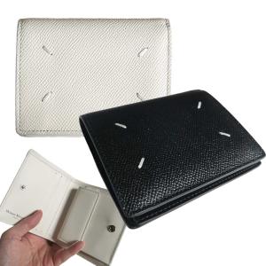 極美品 メゾン マルジェラ 4ステッチ チェーン ウォレット レザー 二  