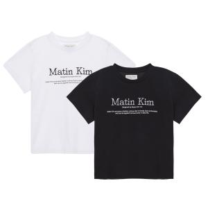 Matin Kim(マーティンキム) Tシャツ 刺繍ロゴ レディース クロップトップ 韓国ブランド MATIN HERITAGE LOGO CROP TOP｜orangecake